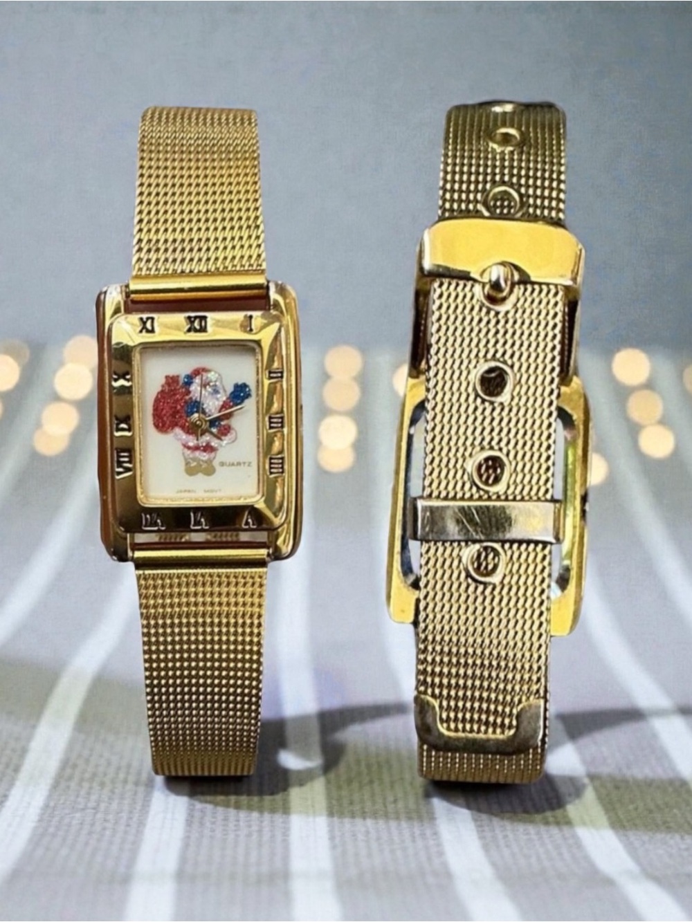 Vintage Nelsonic Quartz Gold Toned Santa Claus Watch